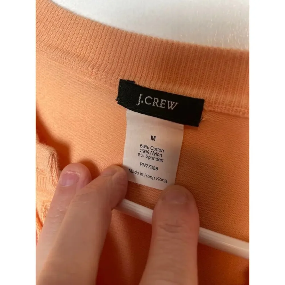 J Crew Cardigan Womens Size Medium Button Up Long Sleeve Sweater Peach Top